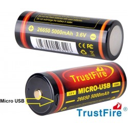 Batería de Litio 26650 5000mAh USB Recargable Trustfire