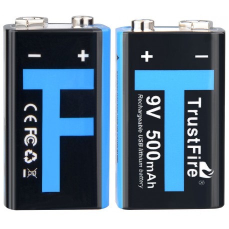 Batería de Litio 6F22 9v USB Trustfire Protegida