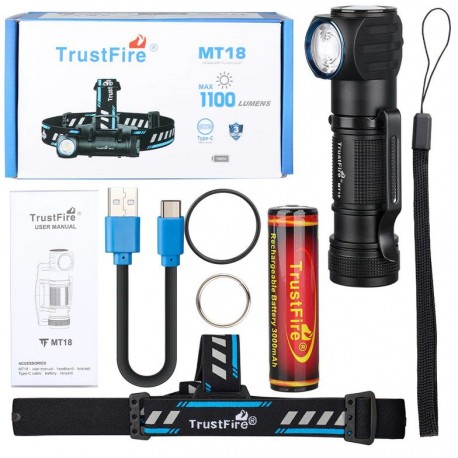 Linterna Led de mano y cabeza Trustfire MT18 1100 Lúmenes