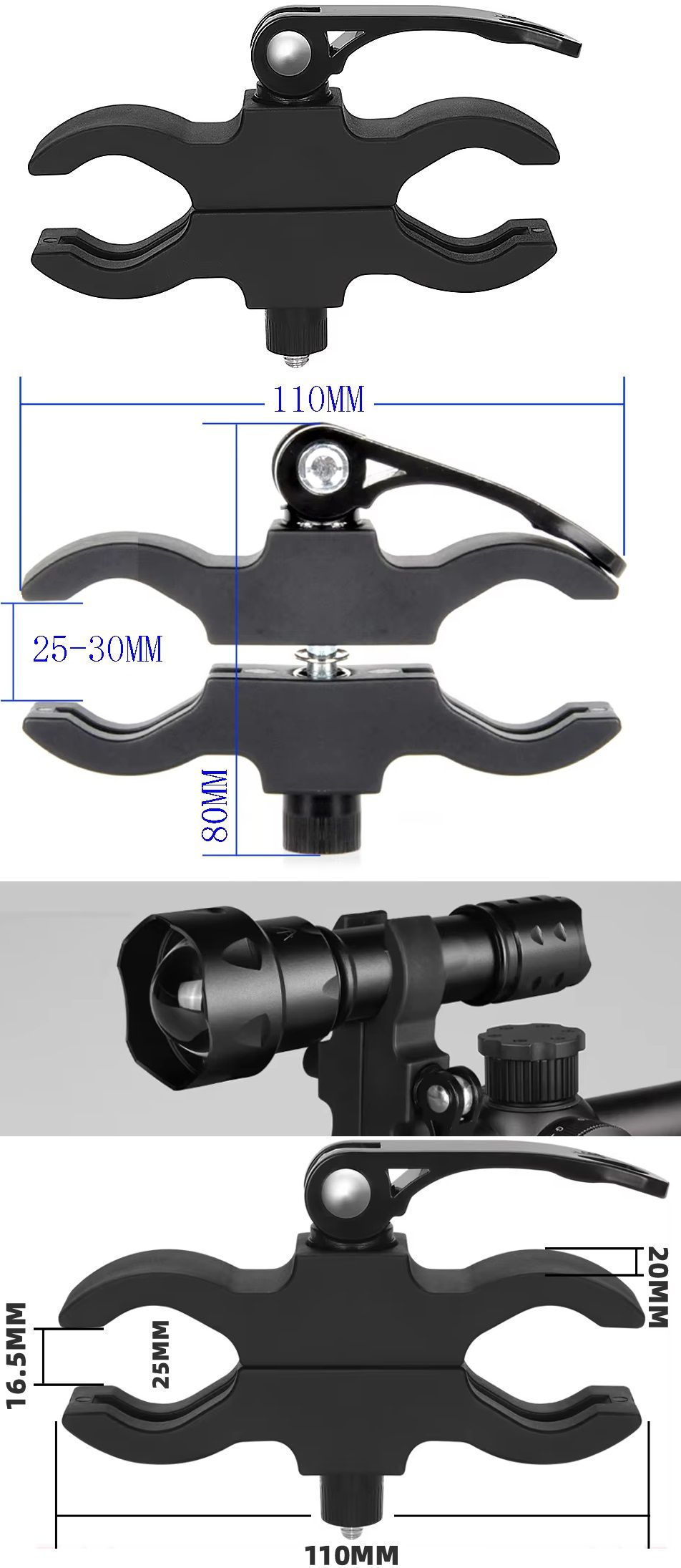 Soporte-Montura para bicicleta o armas 110-25-30mm cierre palanca